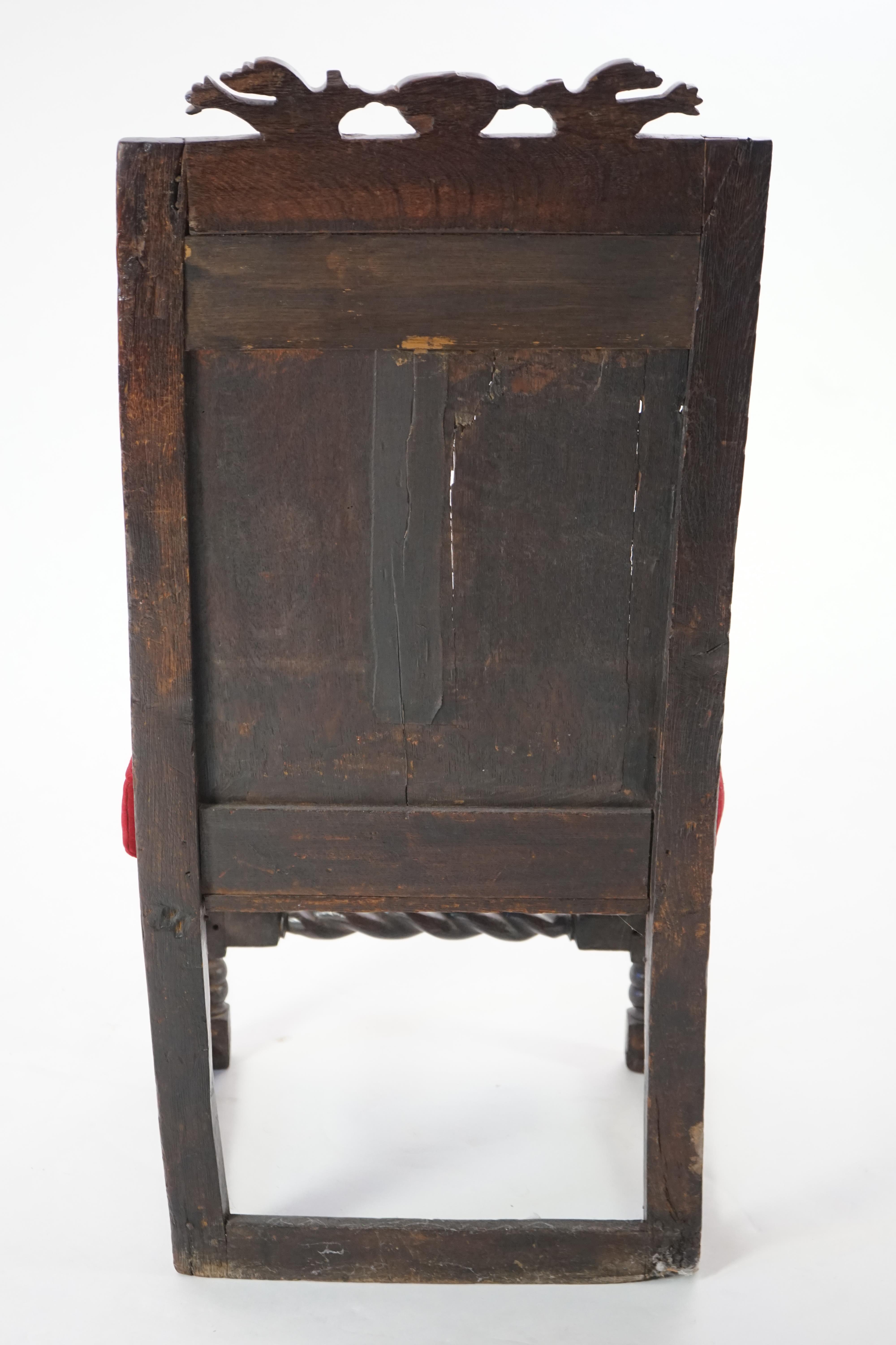 A 17th century and later Yorkshire oak Wainscot elbow chair